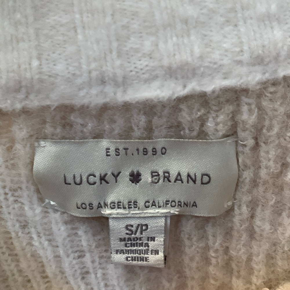 LUCKY BRAND Cream Tan Cozy Camo Sweater S - Picture 3 of 7